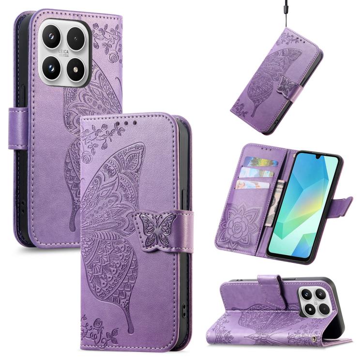 For Xiaomi 17 Butterfly Love Flower Embossed Leather Phone Case(Lavender)