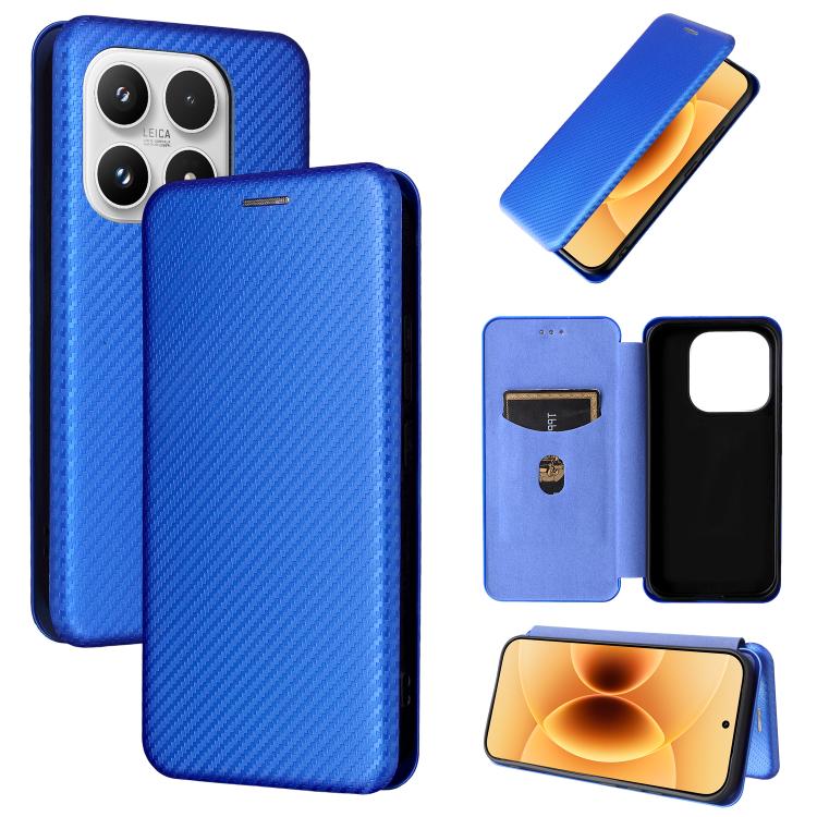For Xiaomi 17 Carbon Fiber Texture Flip Leather Phone Case(Blue)
