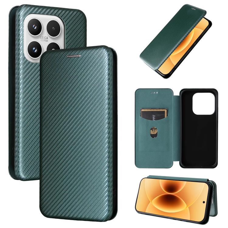 For Xiaomi 17 Carbon Fiber Texture Flip Leather Phone Case(Green)