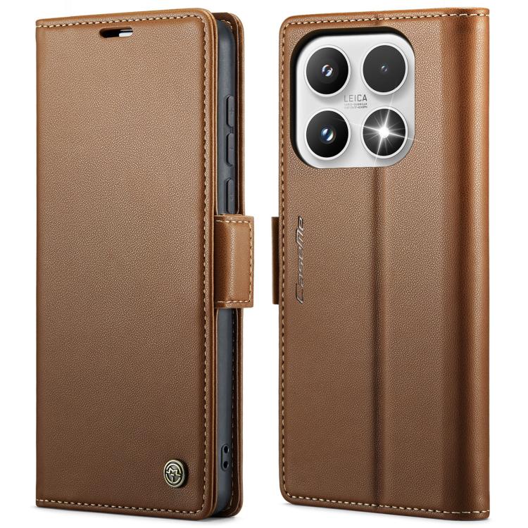 For Xiaomi 17 CaseMe 023 Butterfly Buckle Litchi Texture RFID Anti-theft Leather Phone Case(Brown)