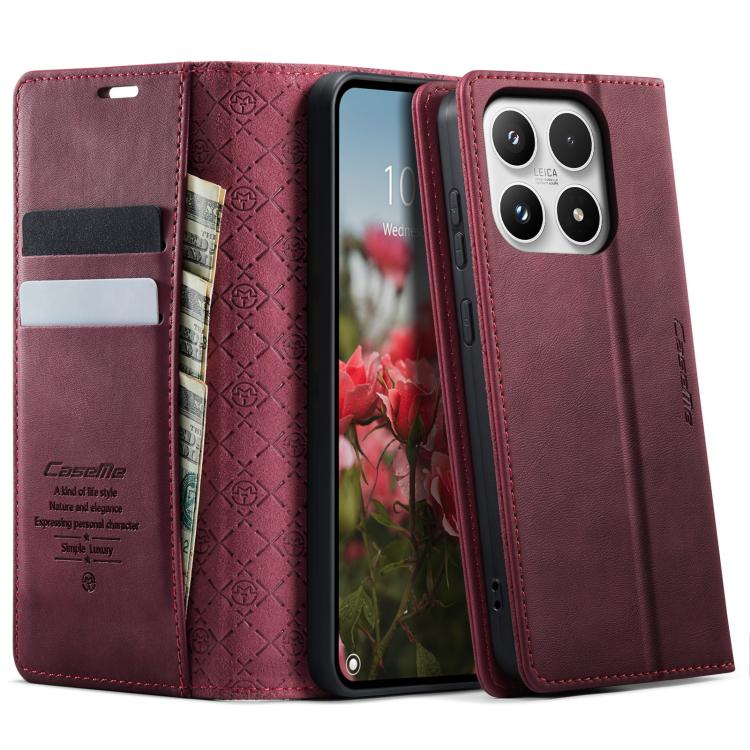 For Xiaomi 17 CaseMe 033 Calf Leather Lining Microfibre RFID Blocking Phone Case(Red)