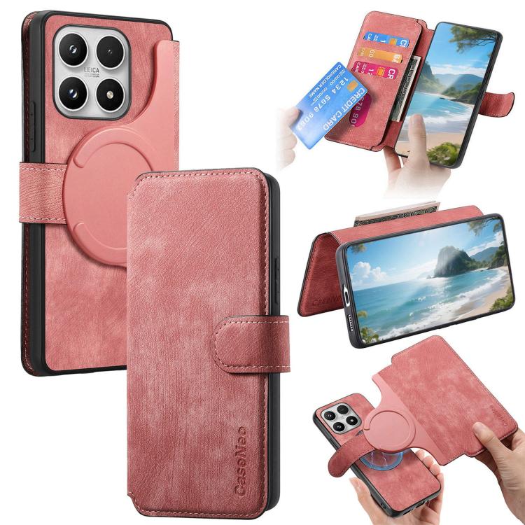 For Xiaomi 17 CaseNeo MagSafe RFID Anti-theft Retro Leather Phone Case(Pink)