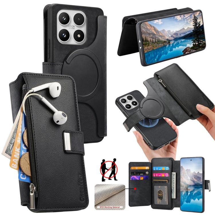 For Xiaomi 17 CaseNeo MagSafe RFID Anti-theft Zipper Wallet Retro Leather Phone Case(Black)