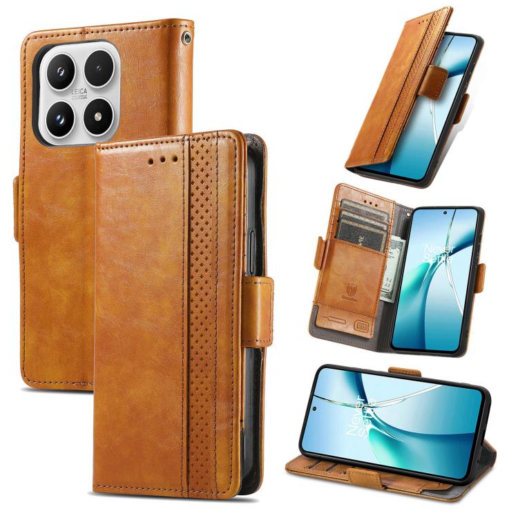 For Xiaomi 17 CaseNeo Splicing Dual Magnetic Buckle Leather Phone Case(Khaki)