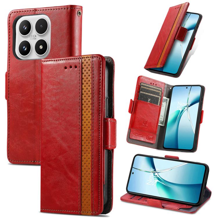 For Xiaomi 17 CaseNeo Splicing Dual Magnetic Buckle Leather Phone Case(Red)