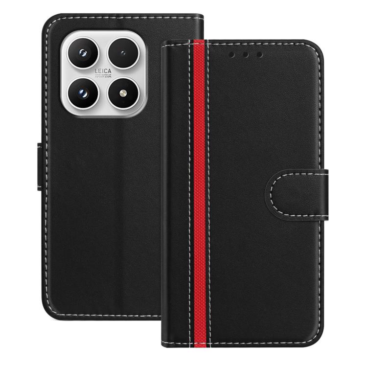 For Xiaomi 17 Color Block Card Slots Vegan Leather Phone Case(Black)