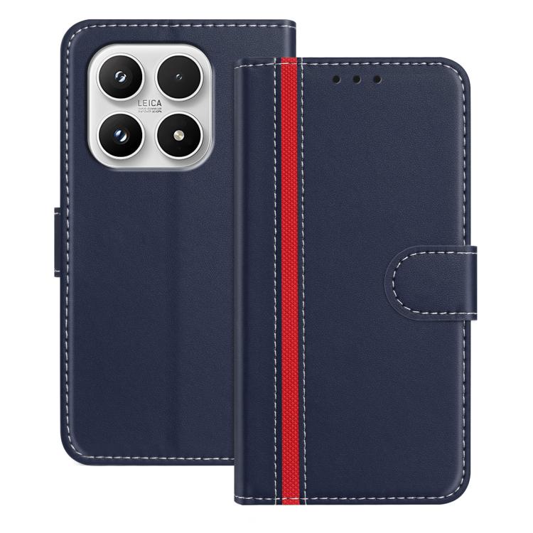 For Xiaomi 17 Color Block Card Slots Vegan Leather Phone Case(Blue)
