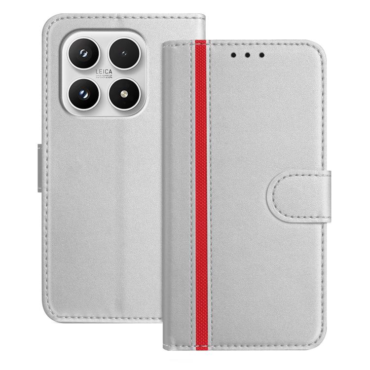 For Xiaomi 17 Color Block Card Slots Vegan Leather Phone Case(Silver)