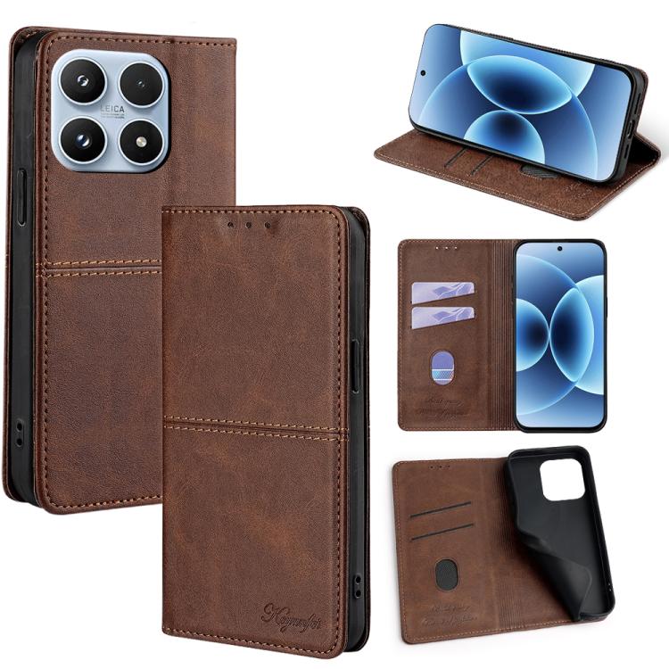 For Xiaomi 17 Cow Texture Magnetic Leather Phone Case(Dark Brown)