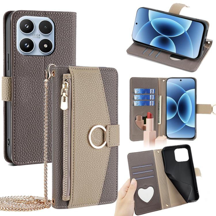 For Xiaomi 17 Crossbody Litchi Texture Leather Phone Case(Grey)