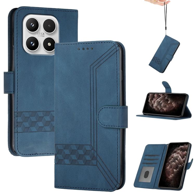 For Xiaomi 17 Cubic Skin Feel Flip Leather Phone Case(Blue)