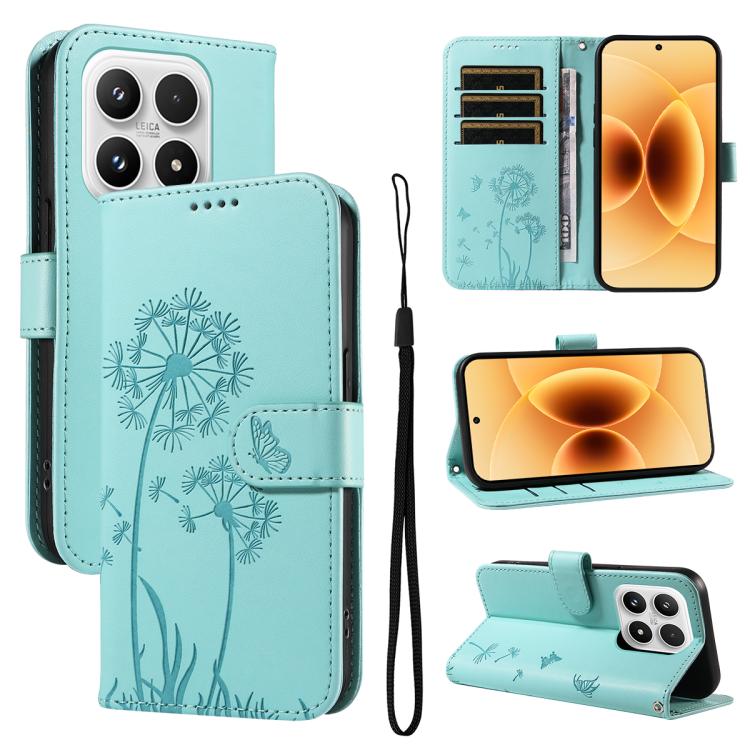 For Xiaomi 17 Dandelion Embossed Pattern Flip Leather Phone Case(Green)