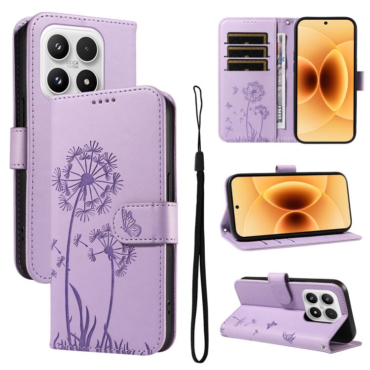 For Xiaomi 17 Dandelion Embossed Pattern Flip Leather Phone Case(Purple)
