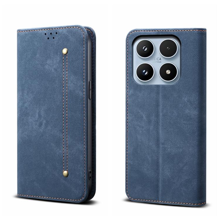 For Xiaomi 17 Denim Texture Casual Style Horizontal Flip Leather Case(Blue)