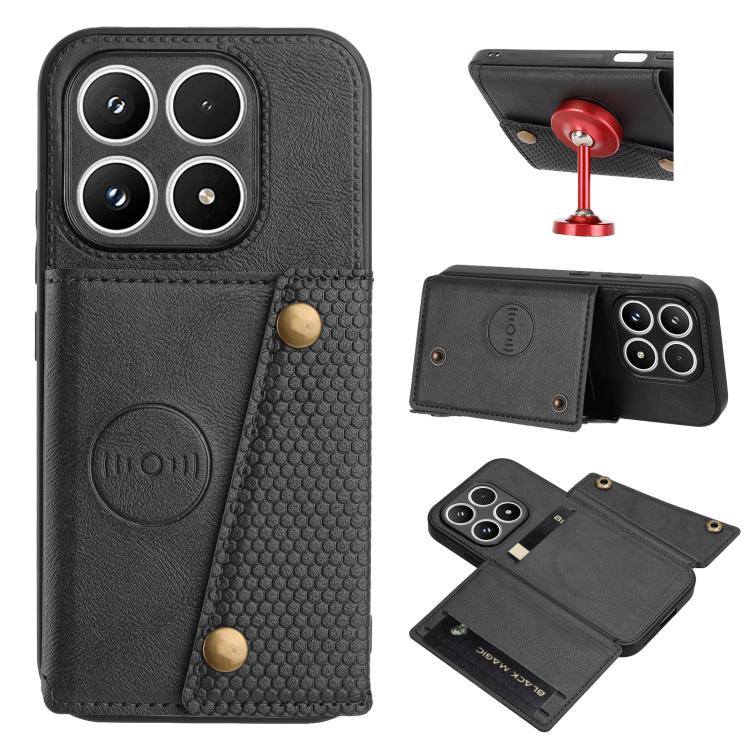 For Xiaomi 17 Double Buckle Card Slots Magnetic Phone Case(Black)
