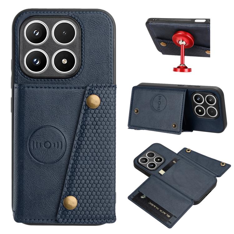 For Xiaomi 17 Double Buckle Card Slots Magnetic Phone Case(Blue)