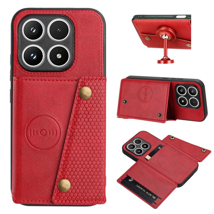 For Xiaomi 17 Double Buckle Card Slots Magnetic Phone Case(Red)