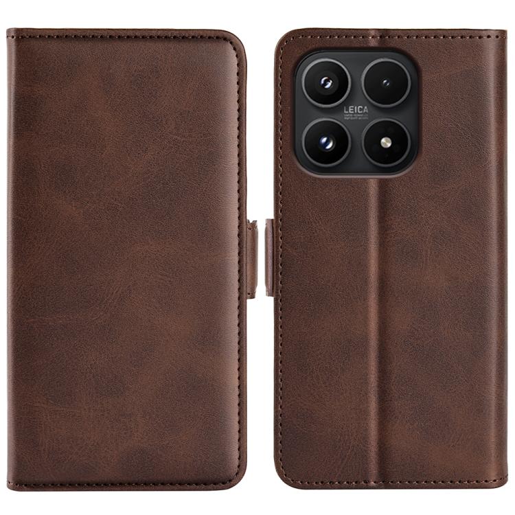 For Xiaomi 17 Dual-side Magnetic Buckle Horizontal Flip Leather Phone Case(Brown)