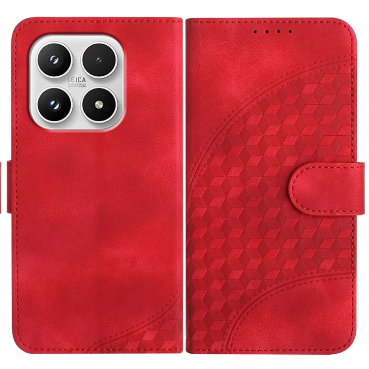 For Xiaomi 17 Elephant Head Embossed Phone Leather Case with Lanyard(Red)