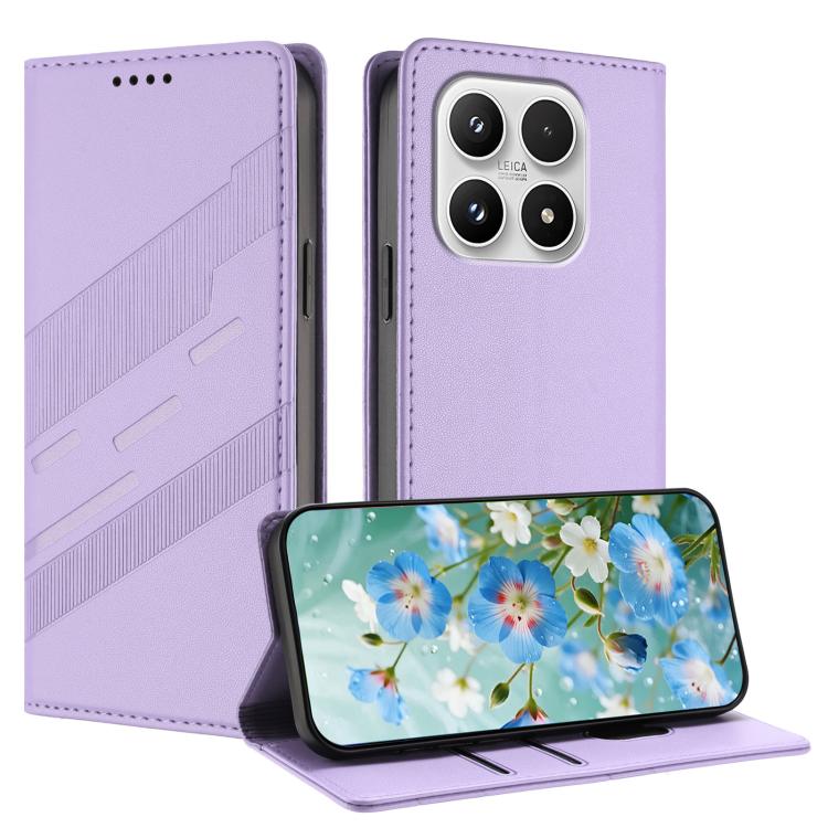 For Xiaomi 17 Embossed Multi-functional Wallet Retro Leather Phone Case(Light Purple)