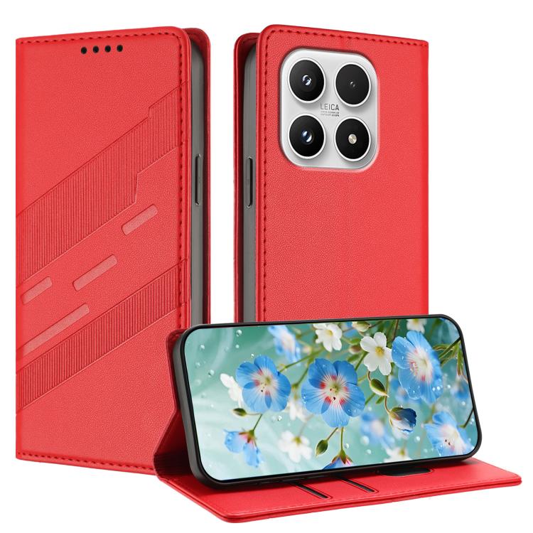 For Xiaomi 17 Embossed Multi-functional Wallet Retro Leather Phone Case(Red)