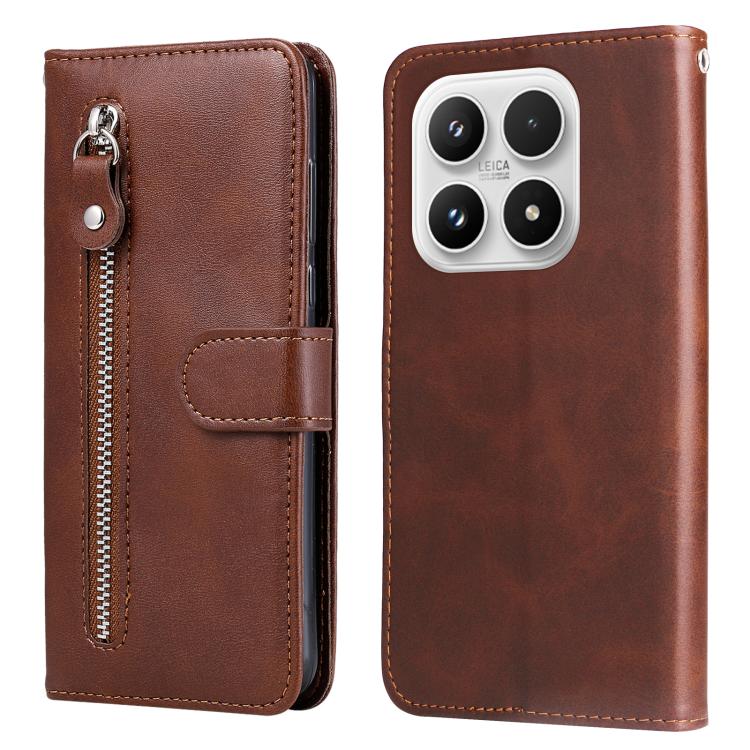 For Xiaomi 17 Fashion Calf Texture Zipper Leather Phone Case(Brown)