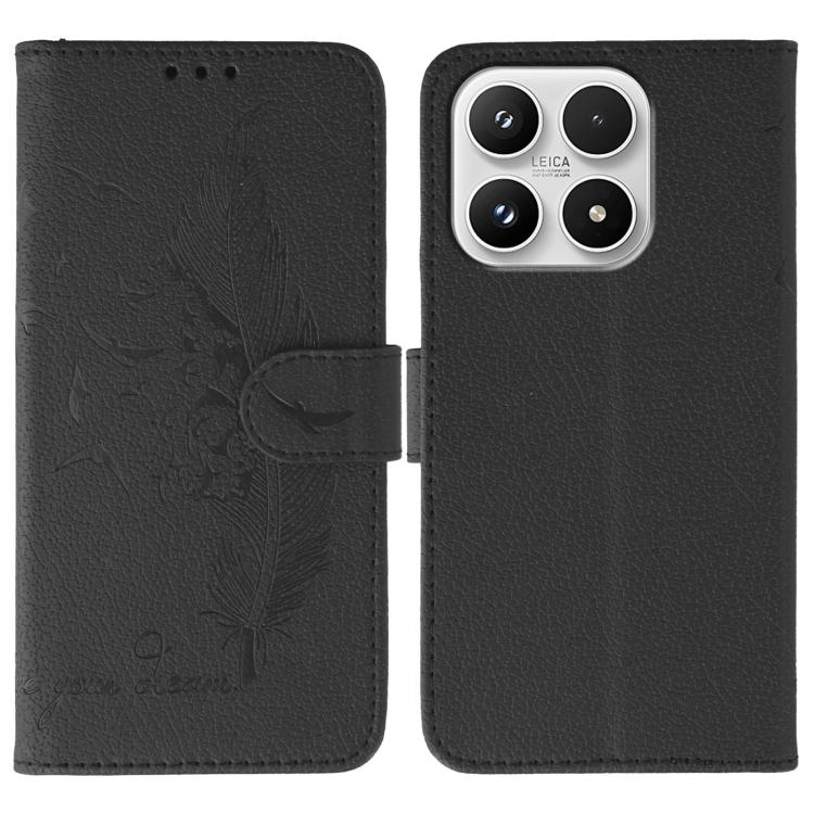 For Xiaomi 17 Feather Pattern Litchi Texture Leather Phone Case(Black)