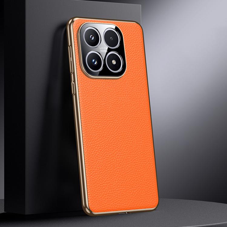 For Xiaomi 17 Genuine Leather PC Phone Case(Orange)