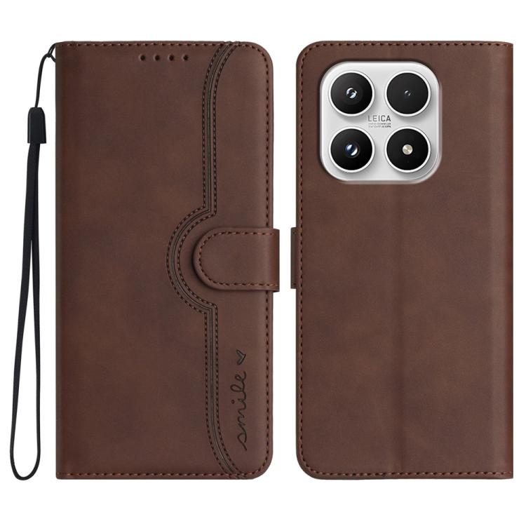 For Xiaomi 17 Heart Pattern Skin Feel Leather Phone Case(Brown)