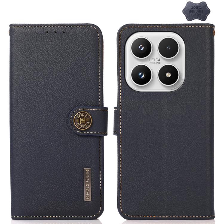 For Xiaomi 17 KHAZNEH Custer Texture RFID Genuine Leather Phone Case(Blue)