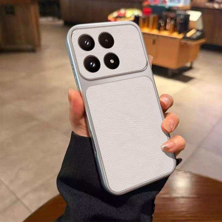 For Xiaomi 17 Large Window Leather Textured Coated TPU Phone Case(White)
