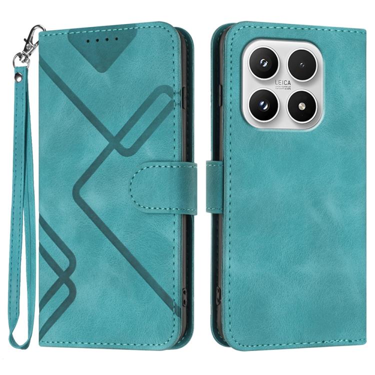 For Xiaomi 17 Line Pattern Skin Feel Leather Phone Case(Light Blue)