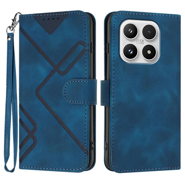 For Xiaomi 17 Line Pattern Skin Feel Leather Phone Case(Royal Blue)