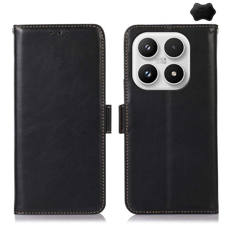 For Xiaomi 17 Magnetic Crazy Horse Texture Genuine Leather RFID Phone Case(Black)
