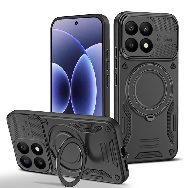 For Xiaomi 17 MagSafe 2 in 1 TPU Phone Case with Rotating Holder(Black)