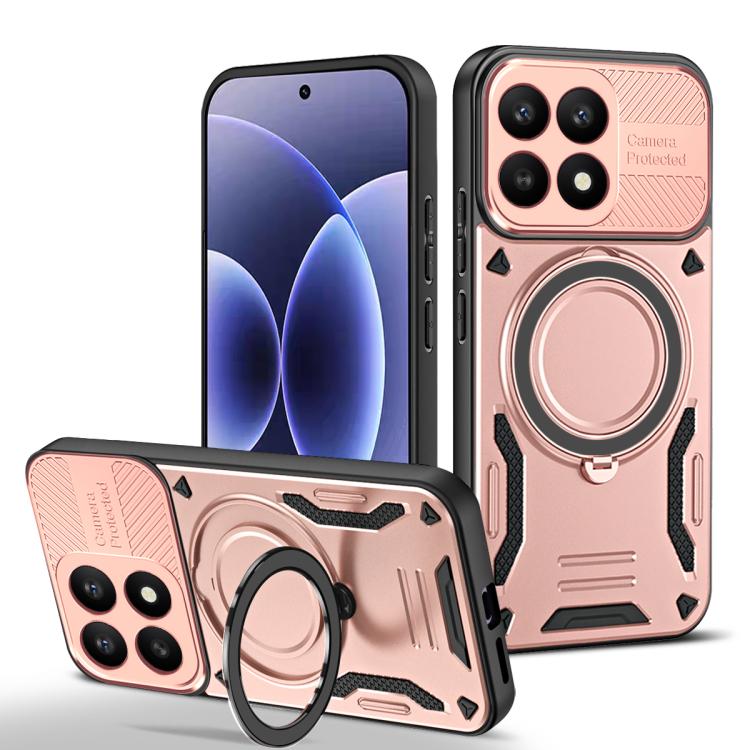 For Xiaomi 17 MagSafe 2 in 1 TPU Phone Case with Rotating Holder(Rose Gold)