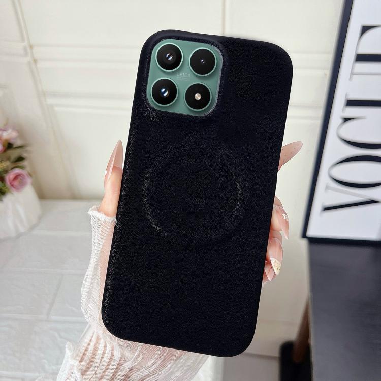 For Xiaomi 17 Matte Velvet Finish PC + Vegan Leather Magnetic Phone Case(Black)