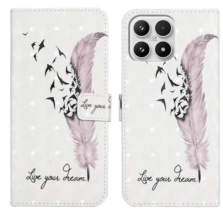 For Xiaomi 17 Oil Embossed 3D Drawing Leather Phone Case(Feather)