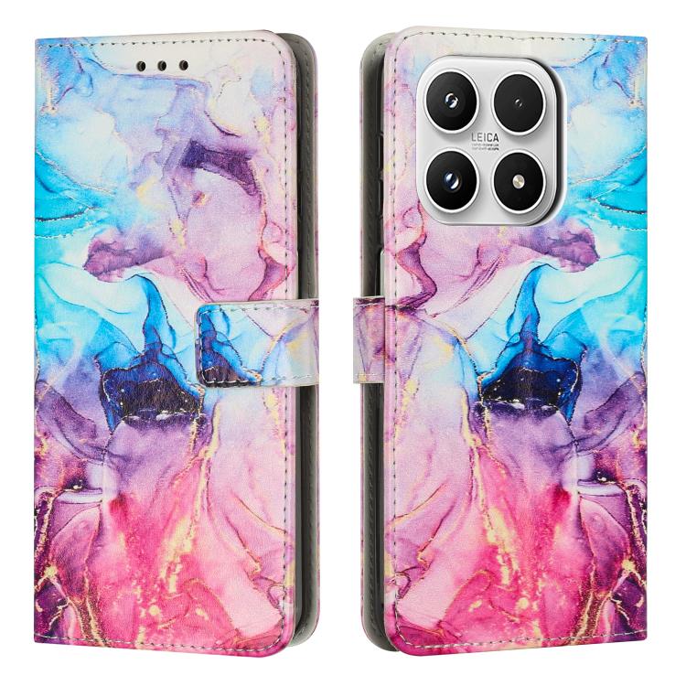 For Xiaomi 17 Painted Marble Pattern Leather Phone Case(Pink Purple)
