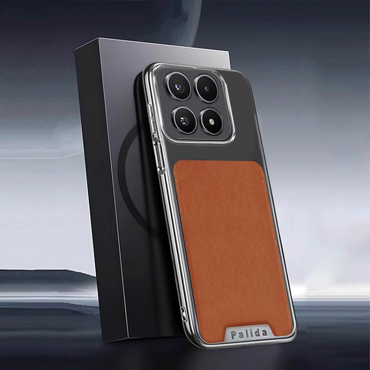 For Xiaomi 17 Palida Electroplated Mecha-Style Leather Textured Shockproof Phone Case(Brown)