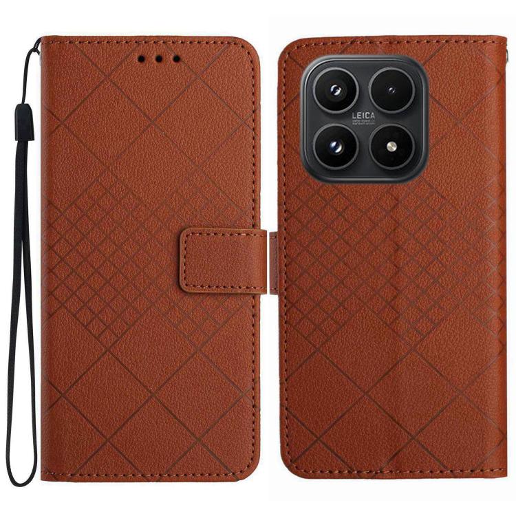 For Xiaomi 17 Rhombic Grid Texture Leather Phone Case(Brown)