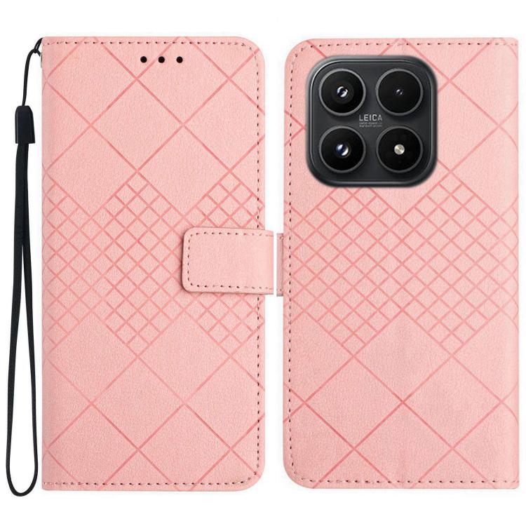 For Xiaomi 17 Rhombic Grid Texture Leather Phone Case(Pink)