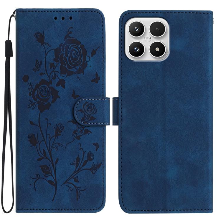 For Xiaomi 17 Rose Flower Embossing Pattern Leather Phone Case(Dark Blue)
