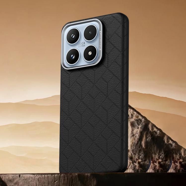 For Xiaomi 17 Rubik Cube Series Embossed Grid Pattern Magnetic Phone Case(Black)