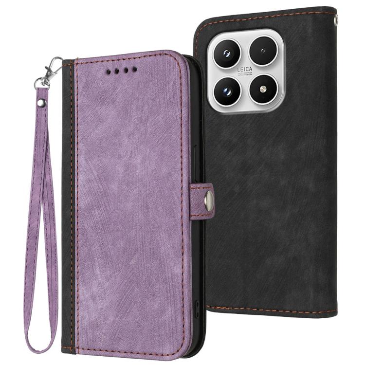 For Xiaomi 17 Side Buckle Double Fold Hand Strap Leather Phone Case(Purple)