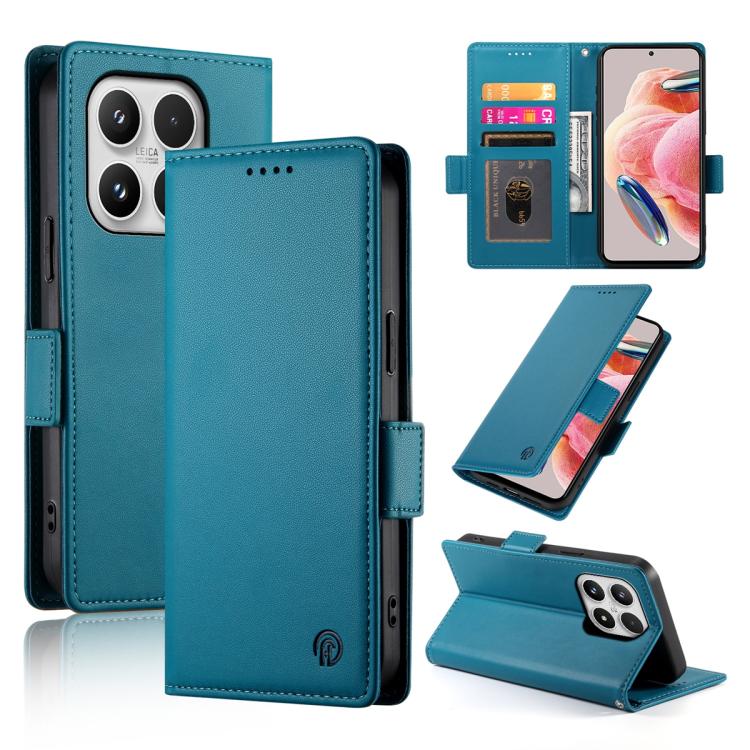For Xiaomi 17 Side Buckle Magnetic Frosted Leather Phone Case(Blue)