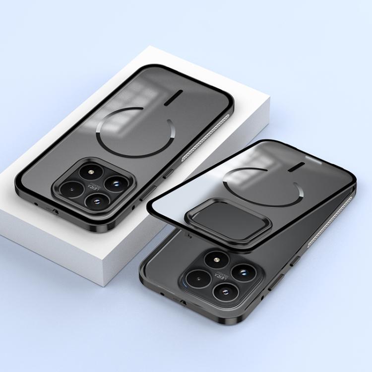 For Xiaomi 17 Single-sided Snap Buckle Metal Frame Frosted MagSafe Phone Case(Black)