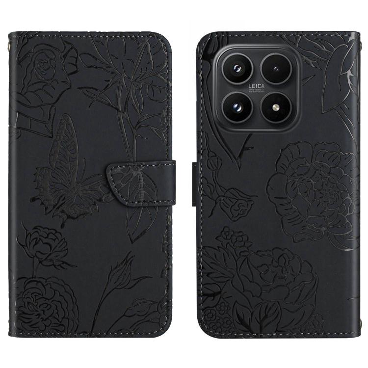 For Xiaomi 17 Skin Feel Butterfly Embossed Flip Leather Phone Case(Black)