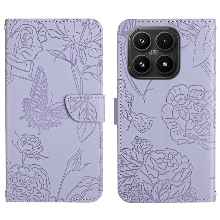 For Xiaomi 17 Skin Feel Butterfly Embossed Flip Leather Phone Case(Purple)