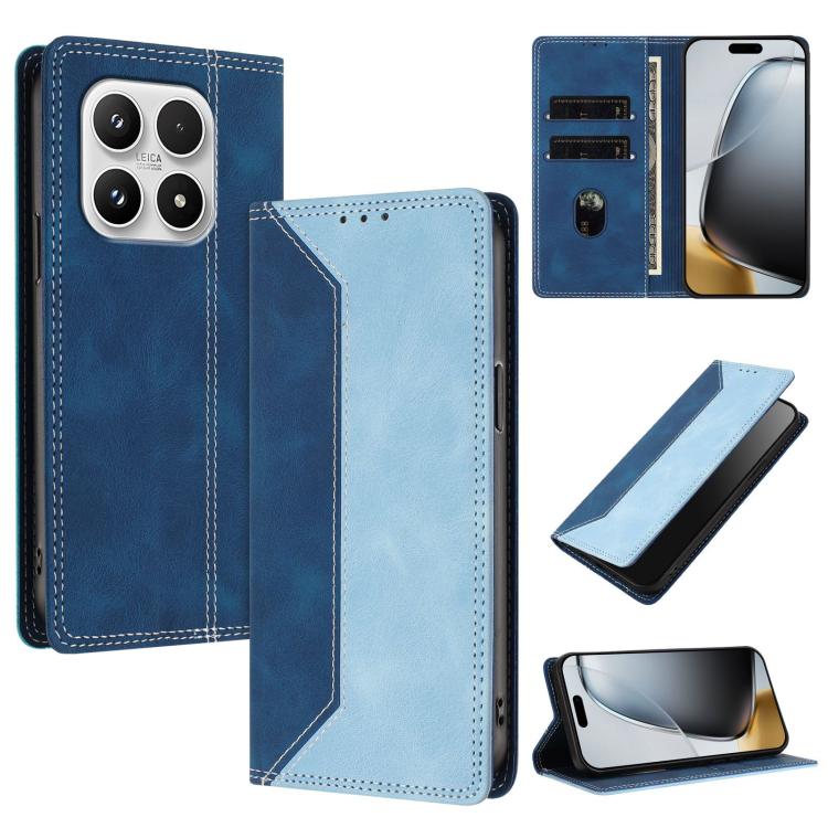 For Xiaomi 17 Skin Feel Two-tone RFID Blocking Vegan Leather Phone Case(Light Blue)